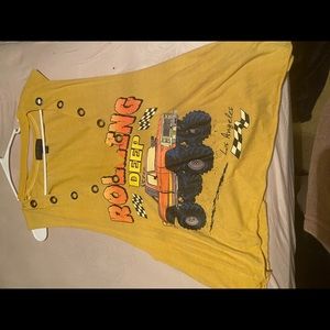 yellow graphic tank top